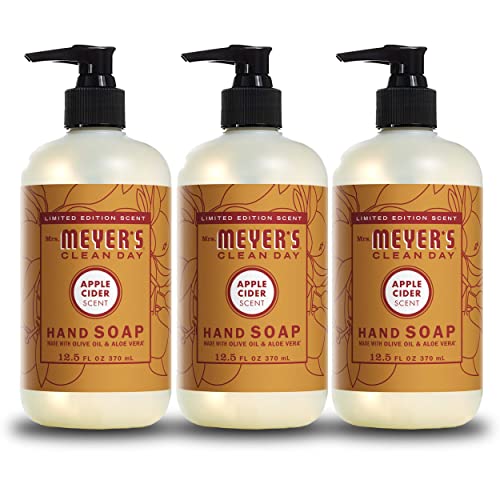 0808124117587 - MRS. MEYERS LIQUID HAND SOAP, BIODEGRADABLE HAND WASH MADE WITH ESSENTIAL OILS, LIMITED EDITION APPLE CIDER, 12.5 OZ - PACK OF 3