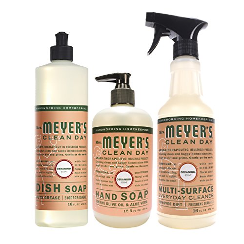 0808124703094 - MRS. MEYER'S KITCHEN SET, GERANIUM, 3 CT: DISH SOAP, HAND SOAP & MULTI-SURFACE EVERYDAY CLEANER