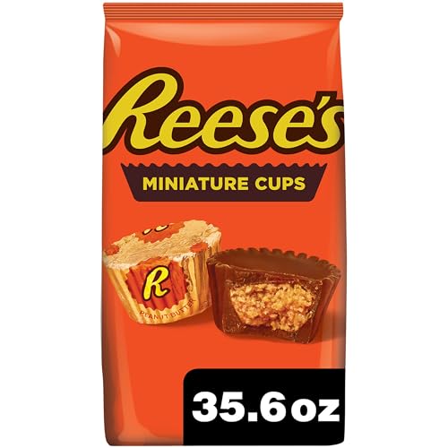 0808226638027 - REESES MINIATURES MILK CHOCOLATE PEANUT BUTTER CUPS CANDY, BULK HALLOWEEN CANDY, 35.6 OZ PARTY BAG