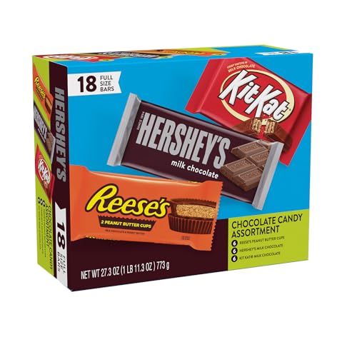 0808228685302 - REESES, HERSHEYS AND KIT KAT MILK CHOCOLATE ASSORTMENT CANDY BARS, INDIVIDUALLY WRAPPED, 27.3 OZ VARIETY PACK (18 COUNT)