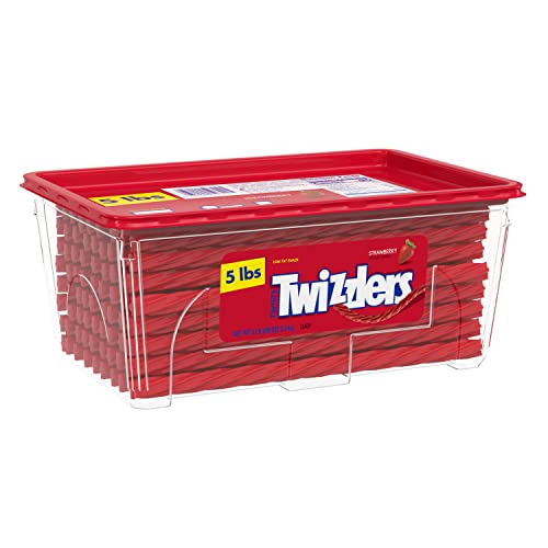0808233259352 - TWIZZLERS TWISTS STRAWBERRY FLAVORED CHEWY CANDY, BULK, 80 OZ CONTAINER