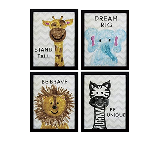 0808236045723 - SET OF FOUR BABY ANIMAL POSITIVE QUOTES WALL ART