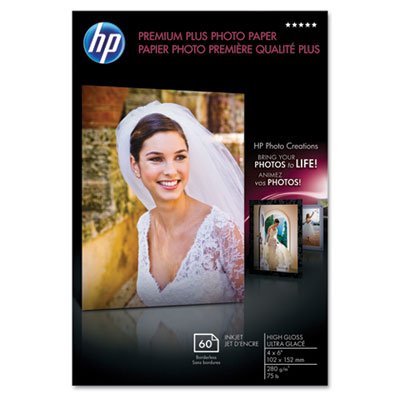 0808736521871 - HP PREMIUM PLUS PHOTO PAPER, HIGH GLOSS (60 SHEETS, 4 X 6 INCHES BORDERLESS)