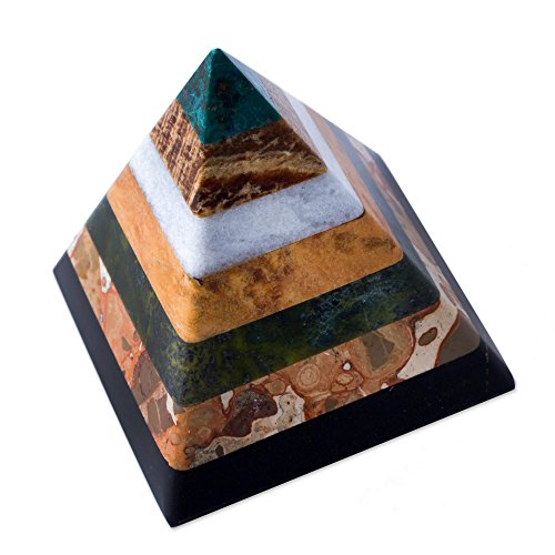 0808773261143 - NOVICA HAND CRAFTED MULTICOLOR NATURAL GEMSTONE GEOMETRIC PYRAMID HOME DECOR SCULPTURE FROM PERU, 3, 'BE POSITIVE'