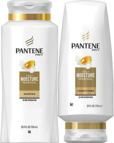 0080878075867 - PANTENE MOISTURIZING SHAMPOO 25.4 OZ AND SILICON-FREE CONDITIONER 24 OZ FOR DRY HAIR, DAILY MOISTURE RENEWAL, BUNDLE PACK (PACKAGING MAY VARY)