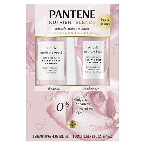 0080878191642 - PANTENE NUTRIENT BLENDS MIRACLE MOISTURE BOOST ROSE WATER SHAMPOO & CONDITIONER DUAL PACK FOR DRY HAIR, SULFATE FREE