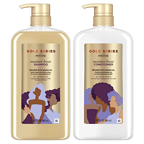 0080878193783 - PANTENE GOLD SERIES SHAMPOO & CONDITIONER MOISTURE BOOST WITH ARGAN OIL, FOR NATURAL, COILY, AND CURLY HAIR, 29.2 OZ EACH
