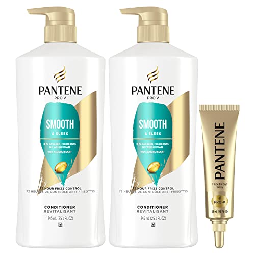 0080878196708 - PANTENE PRO-V SMOOTH & SLEEK CONDITIONER TWIN PACK (25.1 FL OZ) WITH INTENSE RESCUE SHOT TREATMENT (0.5 OZ) FOR DRY HAIR