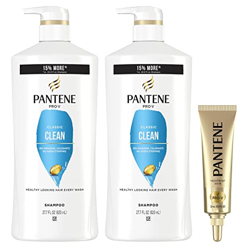 0080878196715 - PANTENE PRO-V CLASSIC CLEAN SHAMPOO, 27.7 OZ, TWIN PACK AND INTENSE RESCUE SHOT TREATMENT 0.5 OZ FOR DRY HAIR