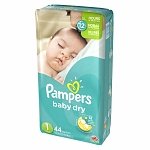 0808958180023 - PAMPERS BABY DRY DIAPERS SIZE 1 JUMBO PACK 44 EA