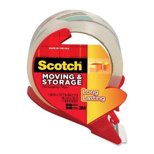 0809099136900 - 3650SRD SCOTCH MOVING AND STORAGE PACKAGING TAPE WITH DISPENSER - 1.87 WIDTH X 38.20 YD LENGTH - DISPENSER YES - 1 / ROLL - CLEAR