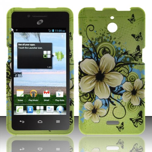 0809100516844 - FOR HUAWEI ASCEND PLUS H881C (STRAIGHTTALK) RUBBERIZED DESIGN SNAP-ON PROTECTOR HARD COVER CASE - HAWAIIAN FLOWERS