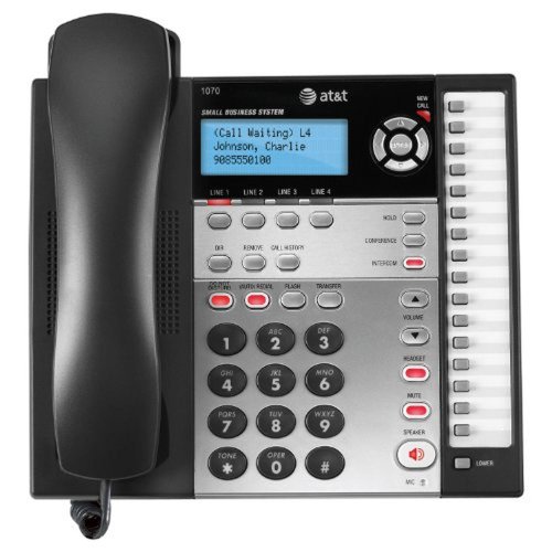 0809301858088 - AT&T 1070 4-LINE EXPANDABLE CORDED PHONE SYSTEM WITH CALLER ID/CALL WAITING AND SPEAKERPHONE, 1 HANDSET, BLACK/SILVER