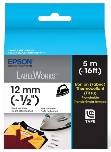 0809301943593 - EPSON LABELWORKS IRON ON (FABRIC) LC TAPE CARTRIDGE ~1/2-INCH BLACK ON WHITE (LC-4WBQ5)
