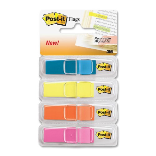 0809302054083 - 3M 6834ABX HIGHLIGHTING FLAGS, BRIGHT COLORS, 1/2 IN. X 1 3/4 IN., 35/COLOR, 4 DISPENSERS/PACK