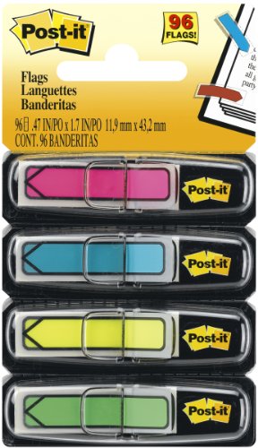 0809302054182 - POST-IT ARROW FLAGS, ASSORTED BRIGHT COLORS, 1/2-INCH WIDE, 24/DISPENSER, 4-DISPENSERS/PACK