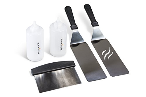 0809394580958 - BLACKSTONE 5 PIECE PROFESSIONAL GRADE GRILL GRIDDLE AND BBQ TOOL KIT WITH FREE GIFT - 2 SPATULAS, 1 CHOPPER SCRAPPER, 2 BOTTLES FOR CONDIMENTS OR WATER OR OIL AND A FREE COOKBOOK - GREAT FOR GRIDDLE, GRILL AND FLAT TOP COOKING IN THE BACKYARD, CAMPING, T