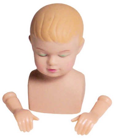 0809726382199 - ADORABLE VINYL BABY JESUS DOLL HEAD & HANDS FOR YOUR CHRISTMAS NATIVITY CRAFT PROJECT OR OTHER DOLL MAKING.- PACKAGE OF 6