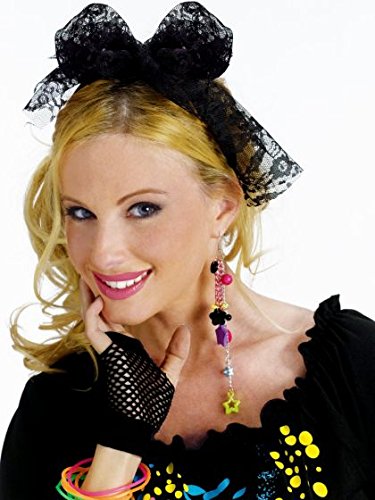 0809801739795 - AMSCAN AWESOME 80'S PARTY LACE HEADBAND WITH BOW (1 PIECE), MULTI COLOR, 8 X 3.7