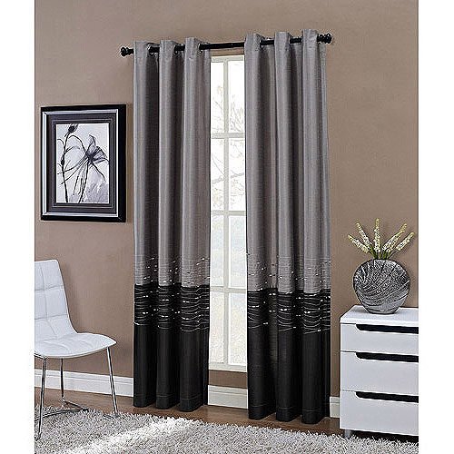 0080995472532 - HORIZON GROMMET LINED CURTAIN PANEL 50 X 84 DIPPED CURTAIN PANEL MULTIPLE COLORS (BLACK/GREY, 50X84)