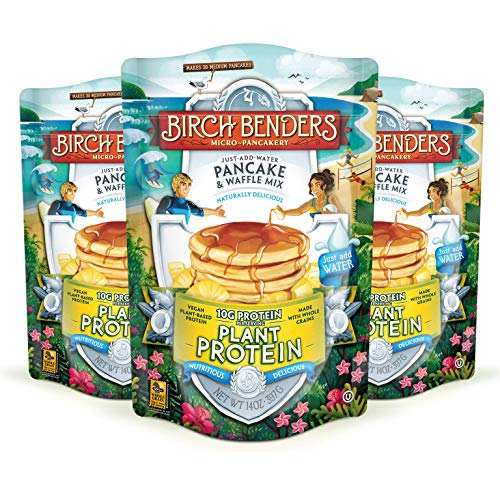 0810001560362 - BIRCH BENDERS PLANT PROTEIN PANCAKE & WAFFLE MIX, VEGAN, 10G PLANT-BASED PROTEIN, WHOLE GRAINS, JUST ADD WATER, 3 PACK, 14 OZ