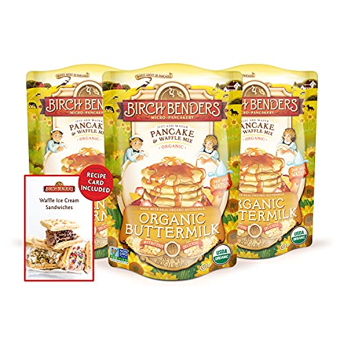 0810001561147 - ORGANIC BUTTERMILK PANCAKE & WAFFLE MIX BY BIRCH BENDERS, NON-GMO, 3 PACK, 16OZ, INCLUDES RECIPE CARD