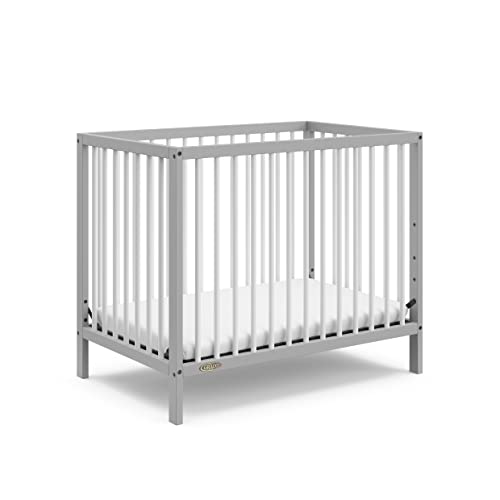 0810003667717 - GRACO TEDDI 4-IN-1 CONVERTIBLE MINI CRIB - PEBBLE GRAY/WHITE, INCLUDES 2.75-INCH MATTRESS WITH WATER RESISTANT OUTER-COVER