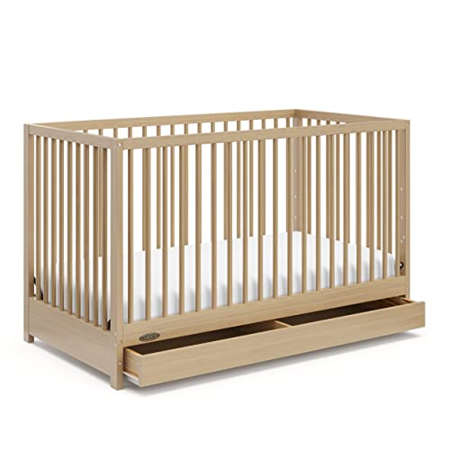 0810003667847 - GRACO TEDDI 5-IN-1 CONVERTIBLE CRIB WITH DRAWER (DRIFTWOOD) – GREENGUARD GOLD CERTIFIED, CRIB WITH DRAWER COMBO, FULL-SIZE NURSERY STORAGE DRAWER, CONVERTS TO TODDLER BED, DAYBED AND FULL-SIZE BED