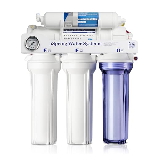 0810004173798 - ISPRING RCC1D TANKLESS RO/DI SYSTEM, 5 STAGE DE-IONIZATION REVERSE OSMOSIS WATER FILTER SYSTEM, 150 GPD TANKLESS RO WATER FILTER SYSTEM FOR AQUARIUM WITH DI WATER FILTER