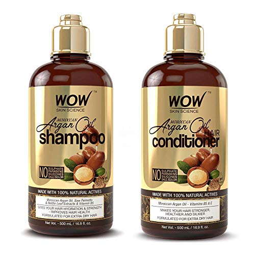 0810005280600 - WOW MOROCCAN ARGAN OIL SHAMPOO AND CONDITIONER SET, INCREASE MOISTURIZATION, HYDRATION FOR DRY, DAMAGED HAIR REPAIR, NO SLS, PARABENS OR SULFATES, ALL HAIR TYPES FOR MEN AND WOMEN, 16.9 FL OZ EACH