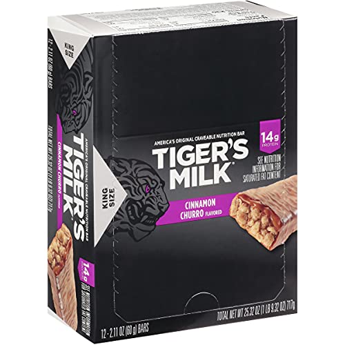 0810006230161 - TIGERS MILK KING SIZE CINNAMON CHURRO FLAVORED PROTEIN BAR, 60 G (PACK OF 12)