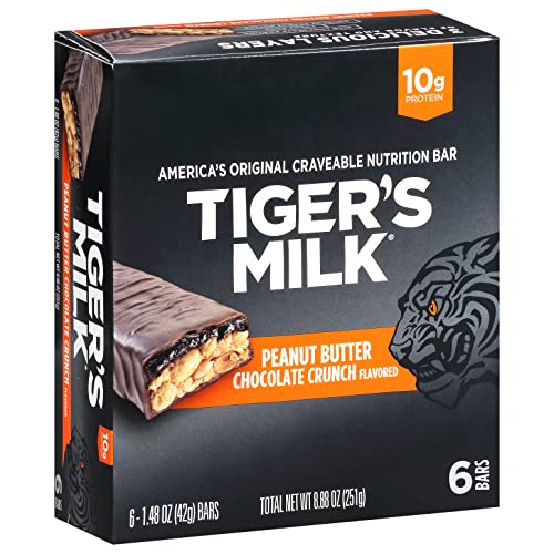 0810006230390 - TIGERS MILK PEANUT BUTTER CHOCOLATE CRUNCH FLAVORED PROTEIN BAR, 42 G (PACK OF 6)