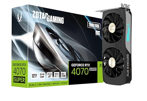 0810012084543 - ZOTAC GAMING GEFORCE RTX 4070 SUPER TWIN EDGE OC DLSS 3 12GB GDDR6X 192-BIT 21 GBPS PCIE 4.0 COMPACT GAMING GRAPHICS CARD, ICESTORM 2.0 ADVANCED COOLING, SPECTRA RGB LIGHTING, ZT-D40720H-10M