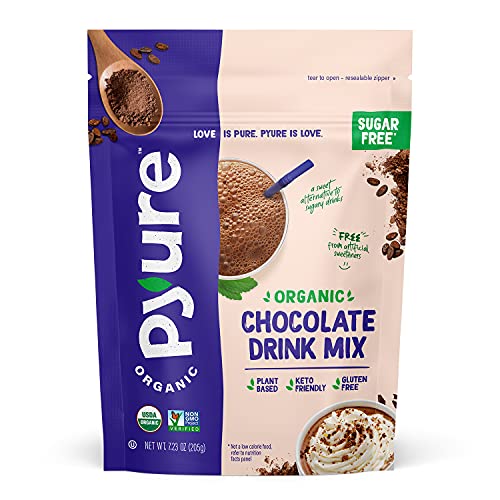 0810019410093 - PYURE ORGANIC CHOCOLATE DRINK MIX WITH COCOA BY | SUGAR-FREE, KETO, 1 NET CARB | 7.23 OZ