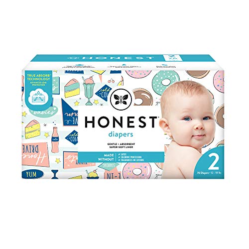 0810022911433 - THE HONEST COMPANY CLUB BOX DIAPERS WITH TRUEABSORB TECHNOLOGY, DONUT GROW UP & HONEST DRIVE-IN, SIZE 2, 76 COUNT