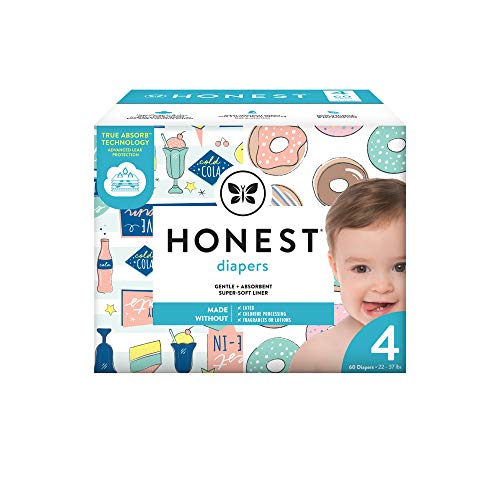 0810022911457 - THE HONEST COMPANY CLUB BOX DIAPERS WITH TRUEABSORB TECHNOLOGY, DONUT GROW UP & HONEST DRIVE-IN, SIZE 4, 60 COUNT