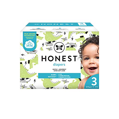 0810022911822 - THE HONEST COMPANY THE HONEST COMPANY CLUB BOX DIAPERS WITH TRUEABSORB TECHNOLOGY, L8TER GATOR, SIZE 3, 68 COUNT