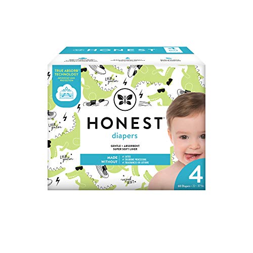 0810022911839 - THE HONEST COMPANY THE HONEST COMPANY CLUB BOX DIAPERS WITH TRUEABSORB TECHNOLOGY, L8TER GATOR, SIZE 4, 60 COUNT