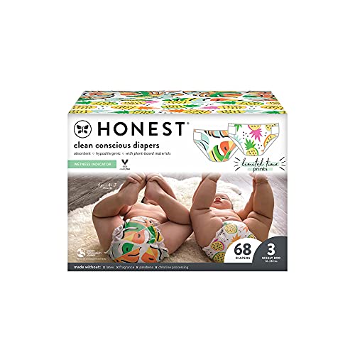 0810022915653 - THE HONEST COMPANY CLUB BOX CLEAN CONSCIOUS DIAPERS SUMMER - FRUITY PATOOTIE + LIL MONSTERA, SIZE 3, 68 COUNT