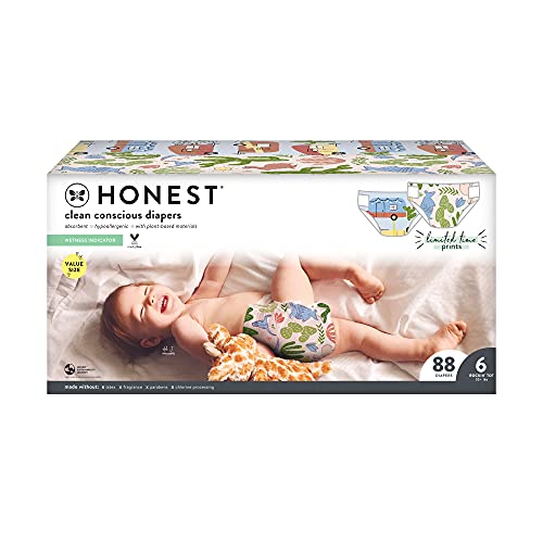 0810022916018 - THE HONEST COMPANY SUPER CLUB BOX CLEAN CONSCIOUS DIAPERS SUMMER - GONE CAMPING + DESERT VIBES, SIZE 6, 88 COUNT