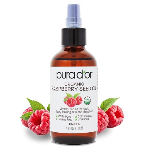 0810023842170 - PURA DOR 4 OZ ORGANIC RED RASPBERRY SEED OIL - 100% PURE USDA CERTIFIED PREMIUM GRADE SCAR OIL & SUNSCREEN FOR HAIR RASPBERRY EXTRACT - COLD PRESSED BODY OIL, UNREFINED, HEXANE-FREE HAIR GROWTH OIL