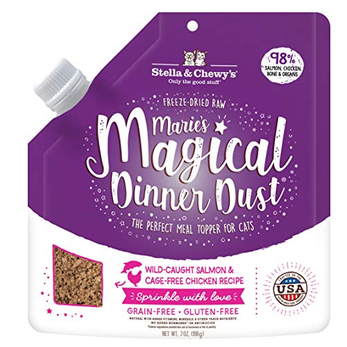 0810027370518 - STELLA & CHEWY’S MARIE’S MAGICAL DINNER DUST WILD CAUGHT SALMON AND CAGE FREE CHICKEN CAT FOOD TOPPER, 7 OZ. BAG (MMDD-CAT-SCH-7)