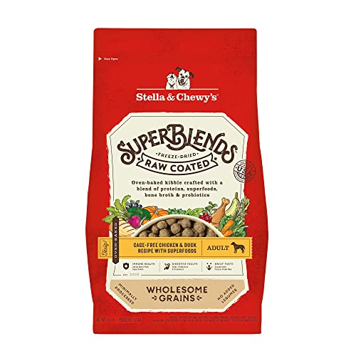 0810027372741 - STELLA & CHEWYS SUPERBLENDS RAW COATED WHOLESOME GRAINS CAGE-FREE CHICKEN & DUCK RECIPE WITH SUPERFOODS, 3.5 LB. BAG