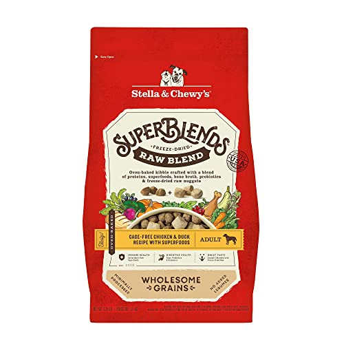 0810027372864 - STELLA & CHEWYS SUPERBLENDS RAW BLEND WHOLESOME GRAINS CAGE-FREE CHICKEN & DUCK RECIPE WITH SUPERFOODS, 3.25 LB. BAG