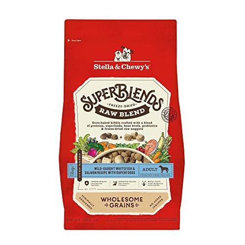 0810027372895 - STELLA & CHEWYS SUPERBLENDS RAW BLEND WHOLESOME GRAINS WILD-CAUGHT WHITEFISH & SALMON RECIPE WITH SUPERFOODS, 3.25 LB. BAG