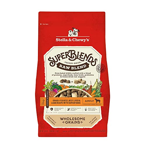 0810027372925 - STELLA & CHEWYS SUPERBLENDS RAW BLEND WHOLESOME GRAINS GRASS-FED BEEF, BEEF LIVER & LAMB RECIPE WITH SUPERFOODS, 3.25 LB. BAG