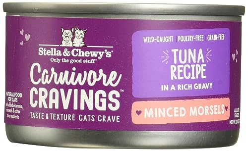 0810027373434 - STELLA & CHEWY’S CARNIVORE CRAVINGS MINCED MORSELS CANS – GRAIN FREE, PROTEIN RICH WET CAT FOOD – CAGE-FREE CHICKEN & DUCK RECIPE – (2.8 OUNCE CANS, CASE OF 12)