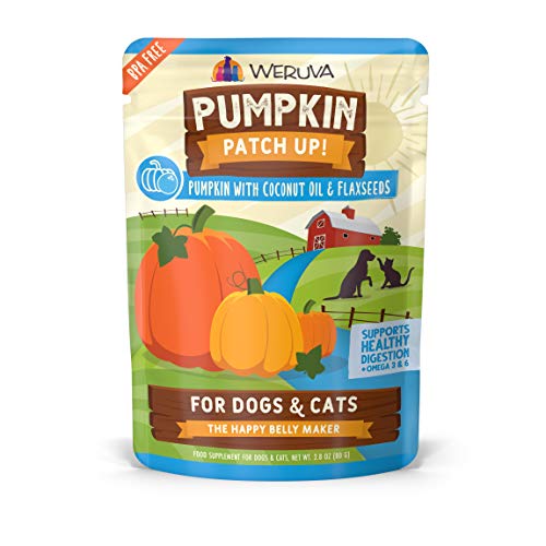 0810028241190 - WERUVA PUMPKIN PATCH UP!, PUMPKIN WITH COCONUT OIL & FLAXSEEDS FOR DOGS & CATS, 2.8OZ POUCH (PACK OF 12)