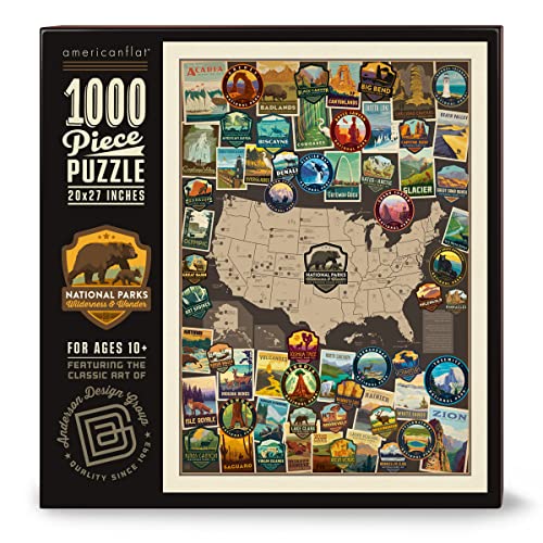 0810029118675 - AMERICANFLAT 1000 PIECE USA MAP PUZZLE, 20X27 INCHES, AMERICAN NATIONAL PARK ART BY ANDERSON DESIGN GROUP
