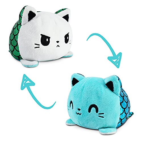 0810031364428 - TEETURTLE | THE ORIGINAL REVERSIBLE MERCAT PLUSHIE | PATENTED DESIGN | BLUE/WHITE AND GREEN | HAPPY + ANGRY | SHOW YOUR MOOD WITHOUT SAYING A WORD!
